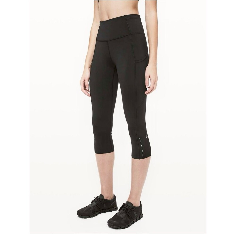 Lululemon Fast and Free Capri II Nulux 19” Black High Rise Leggings Run Pockets